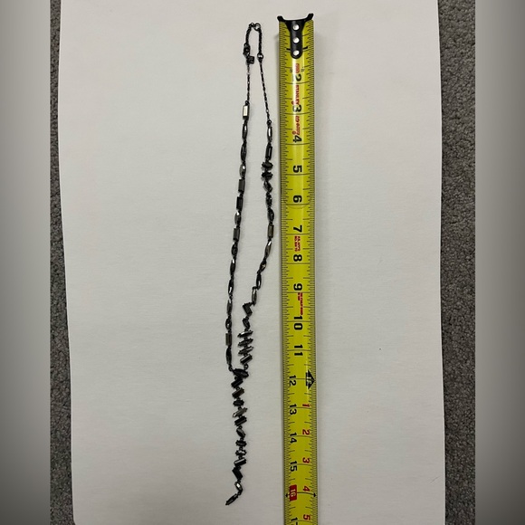 Banana Republic stone statement necklace- silver black grey mixed shape stones - Picture 5 of 7